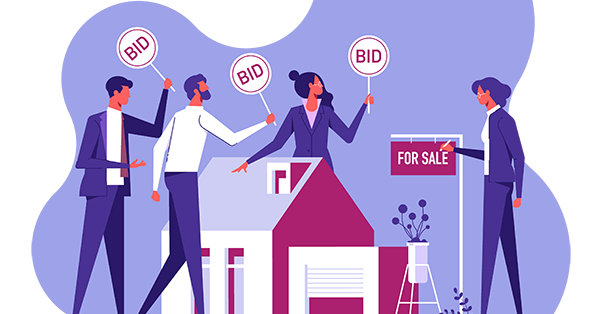 Bidding war over house for sale. Parachute Law Solicitors explain the process of buying a house at auction