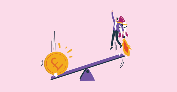 A giant pound coin lands on a see-saw rocketing a business person up into the air. Get a watertight loan agreement for your Directors Loan To Company, from Parachute Law Solicitors
