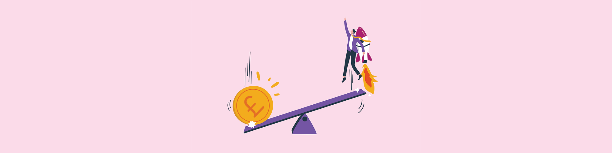 A giant pound coin lands on a see-saw rocketing a business person up into the air. Get a watertight loan agreement for your Directors Loan To Company, from Parachute Law Solicitors